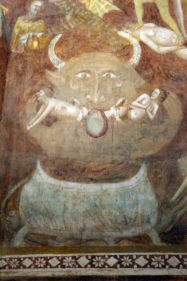 Image of Satan on the fresco and Putin. And yes - Satan in the bible conquers th