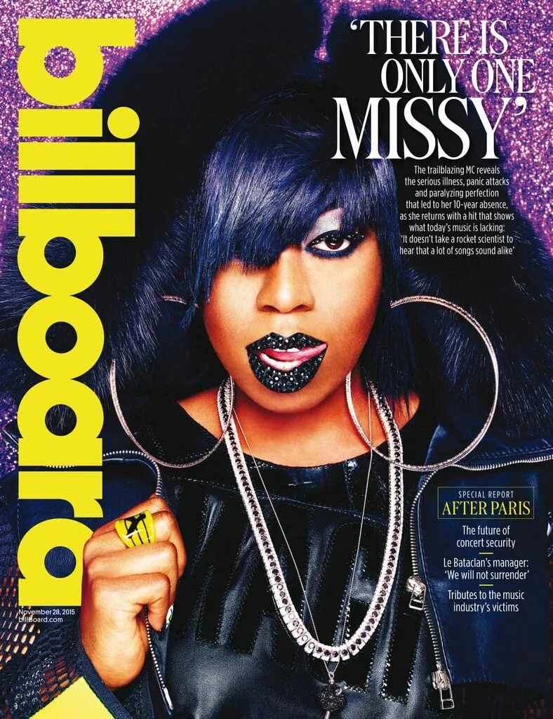 She comes back. Певица Missy Elliott. Мисси Эллиот обложка. Missy Elliott 2015. Обложка музыкального журнала.