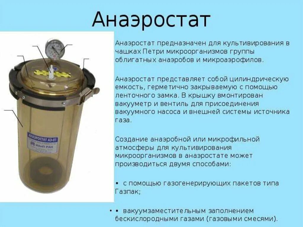 Анаэростат для чашек Петри. Анаэростат микробиология строение. Анаэростат предназначен для культивирования. Химический метод культивирования анаэробов. Сосуды с средой 1 группы