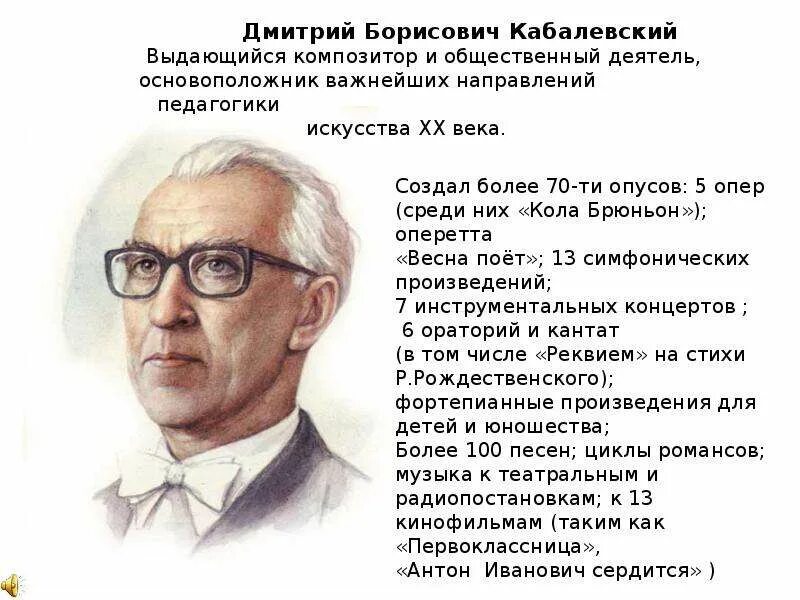 Дмитрия Борисовича Кабалевского. Д Б Кабалевский. Биография Дмитрия Кабалевского кратко.