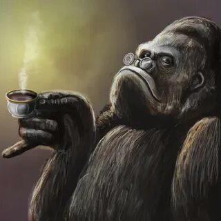 Обезьяна пьет
