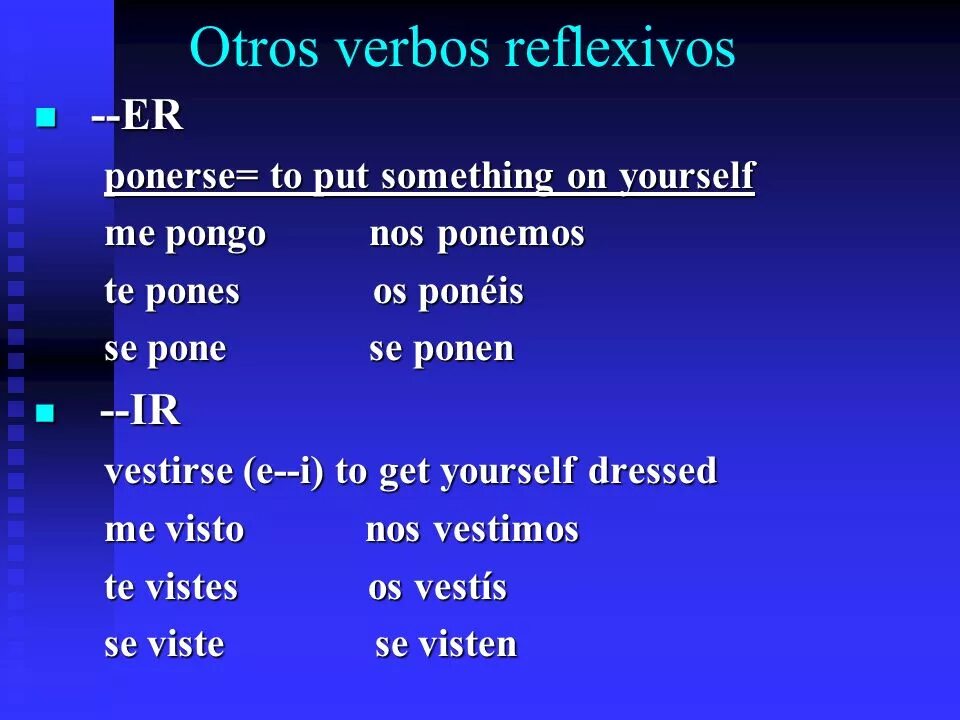 Put something on. Reflexivos. Verbos reflexivos ГТ grifo. Ponerse спряжение испанский. Los verbos reflexivos морской бой.