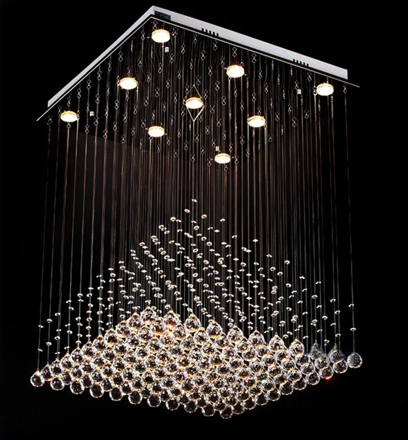 Люстра Square Pendant Chandelier. Светильник Modern Crystal Chandelier Light е27. Люстра с стеклянными висюльками. Квадратная люстра с висюльками.