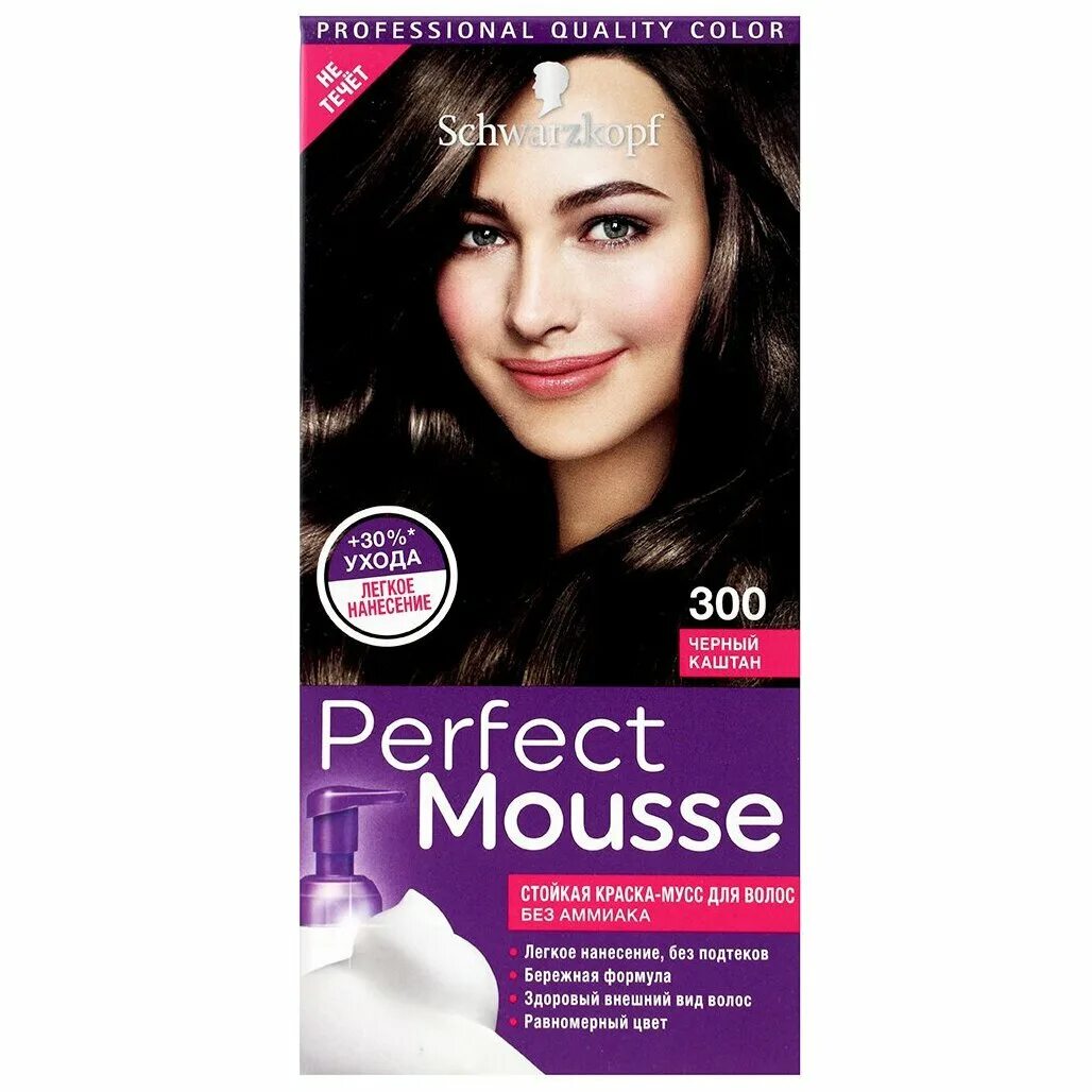 Купить краску для волос perfect. Краска-мусс для волос Schwarzkopf 300. Perfect Mousse 300 черный каштан. Краска шварцкопф Перфект мусс. Perfect Mousse Schwarzkopf 300.