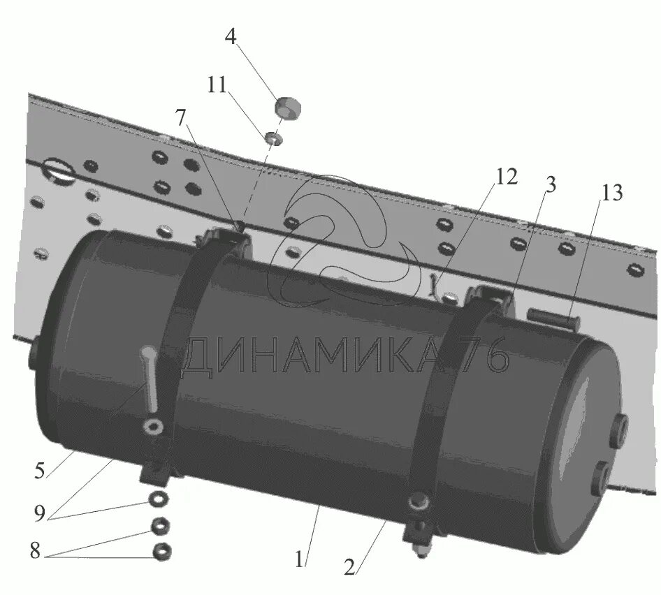 Воздуха маз 5440. Ресивер МАЗ 20 Л. 5440-3513015. 5440-3513015 Ресивер. Хомут ресивера 5440-3513015. Хомут рессивера 64221-3513037 МАЗ.