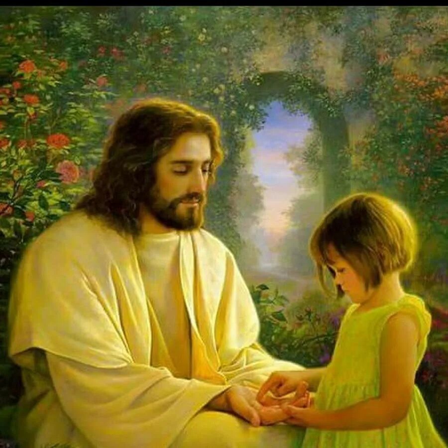 Люди дети богов. Грег Олсен картины Иисус с детьми. Боженька Иисус Христос с младенцем. Иисус Христос Утешитель. Иисус и девочка.