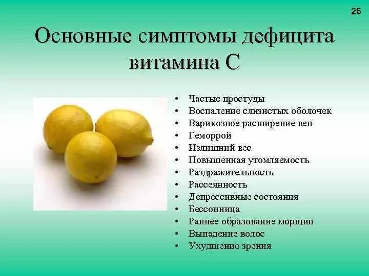 Признаки витамина c