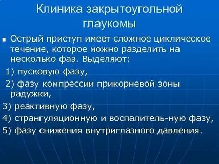 Приступ закрытоугольной глаукомы симптомы
