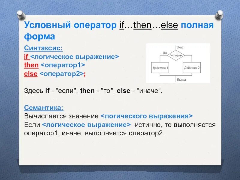 Какие существуют формы записи условного оператора. Операторы if else Pascal. Условный оператор if then else. Программирование if then else. Синтаксис оператора if.