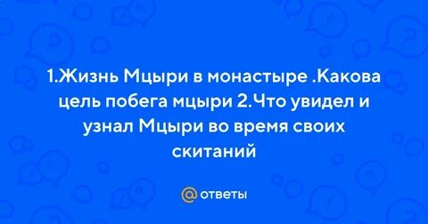 Ответить на вопросы какова цель побега мцыри