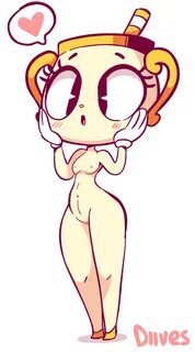 diives, ms. chalice, cuphead (game), animated, text, watermark, 1girls, blu...