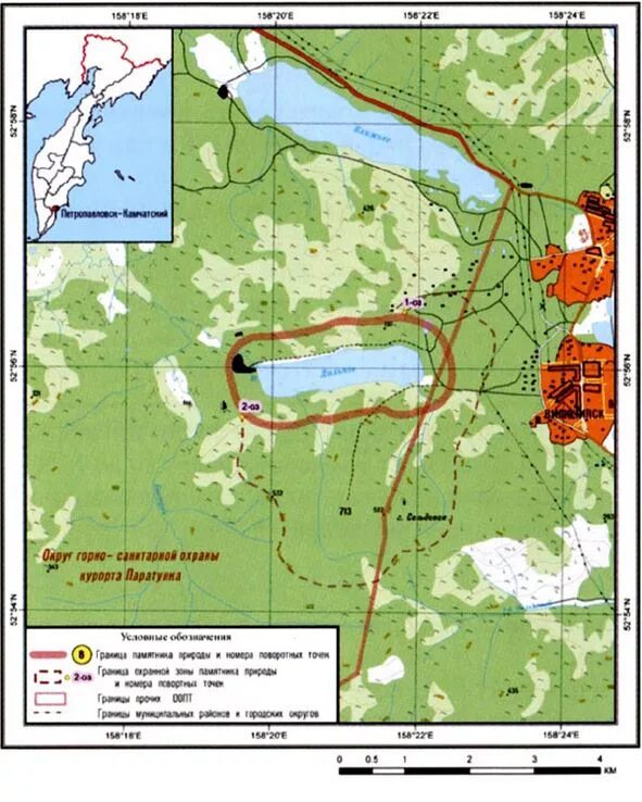 карта камчатки озеро