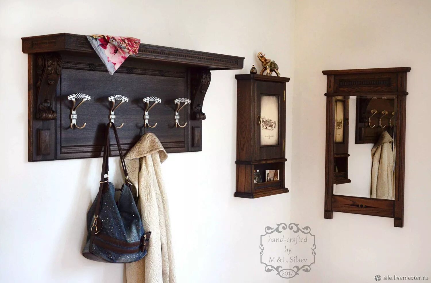 Вешалка в прихожую настенная своими руками фото Hat & Coat Rack with Shelf in Shabby Chic Distressed White Wash from GOOD SHELF