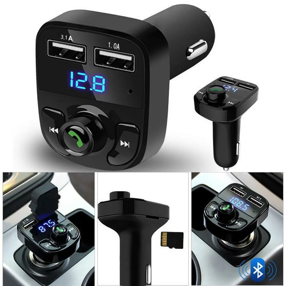 Bluetooth x3. Fm модулятор x8 bluetooth. модулятор mp3 bluetooth x23. fm-трансмиттер x13, bluetooth, 2.1a, 2usb, черный. bluetooth in-car mp3 fm wireless transmitter dual usb lcd charger kit handsfree.