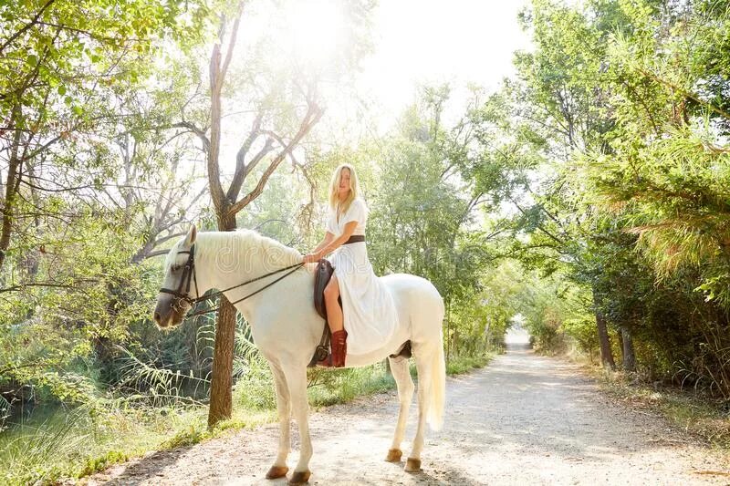 Riding on a white