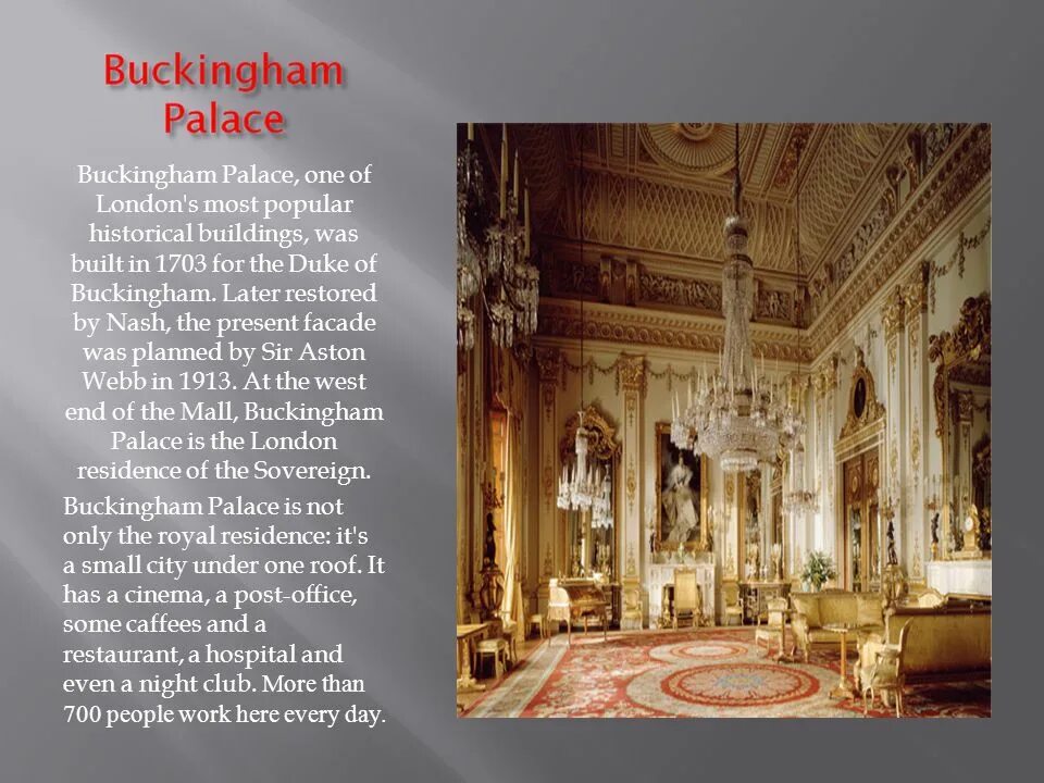 Buckingham palace was built for a king