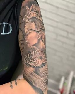 1. Queen Nefertiti Upper Arm and Sleeve Tattoo Ideas 