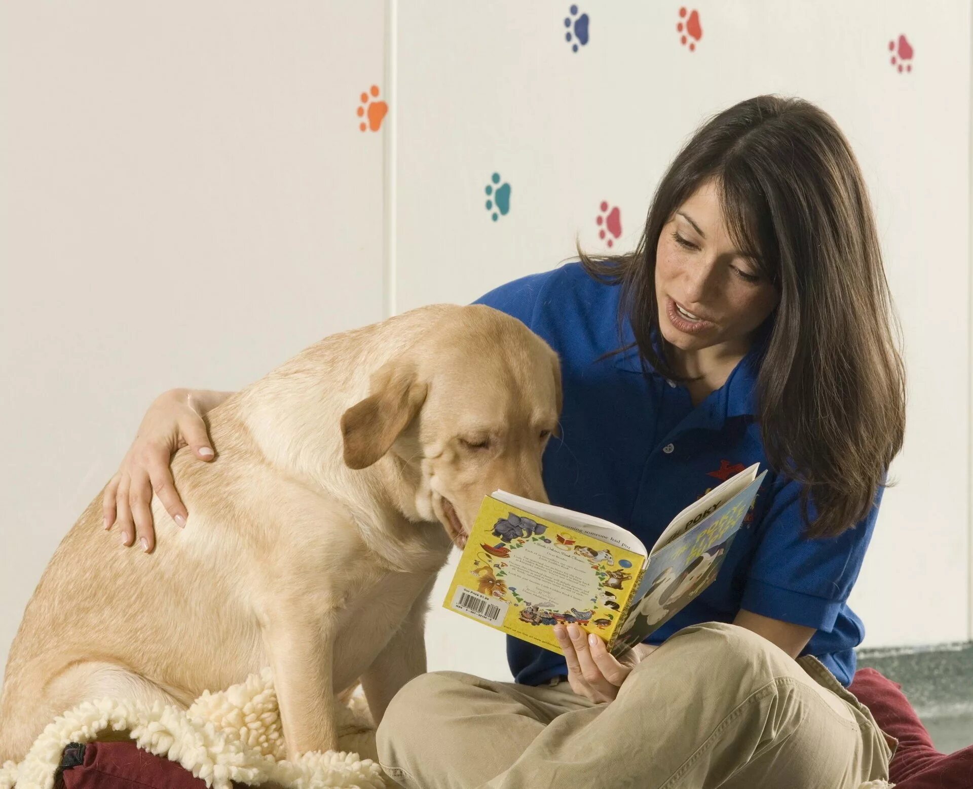 Книги про собак. Собака с хозяйкой. Чтение с собакой. Девочка с собакой на книжке. 4 pets care