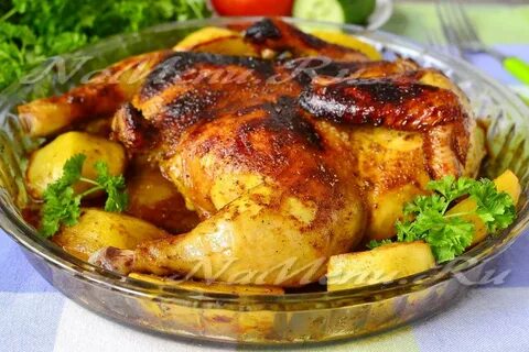 Хрустящая курица в духовке с картошкой