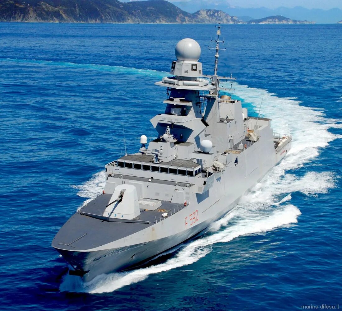 Класс фрегат. FREMM class Frigate. Фрегат Бергамини. Italian Frigate Carlo Bergamini (f 590). Фрегат ФРЕММ Италия.