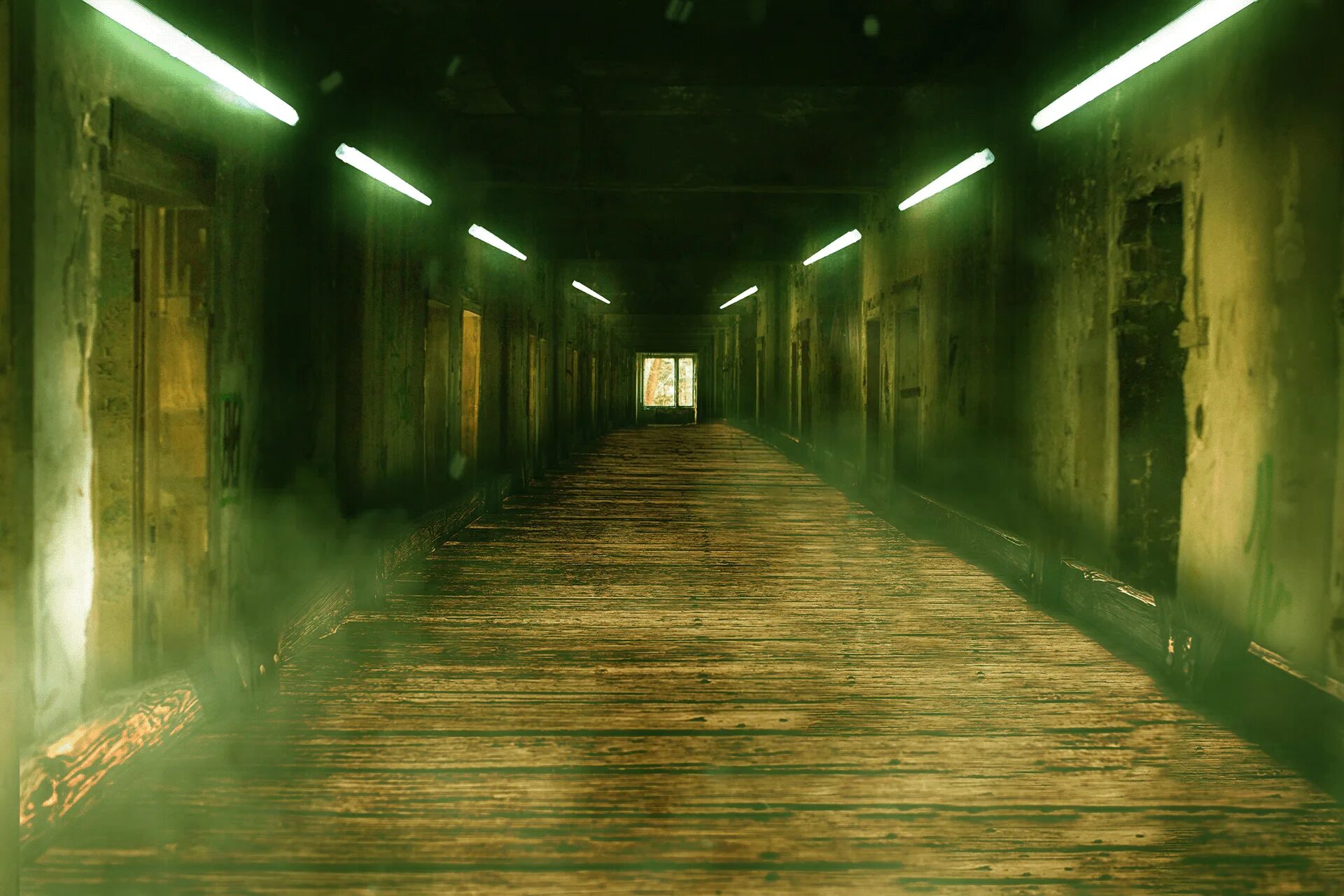 Dark hall. Dark Asylum. Scary Hallway. Darkness Hall.