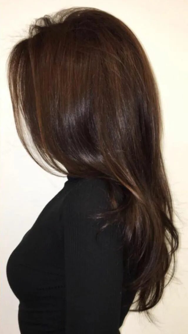 Image may contain: one or more people and closeup Hair color chocolate, Long hai