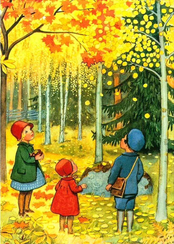 Изображение осени для детей. Elsa beskow иллюстрации. осень иллюстрации. осень для детей. картина осень для детей.