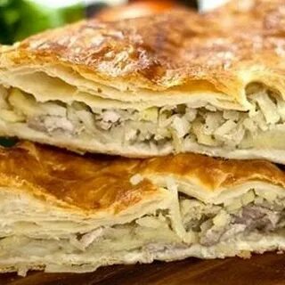 Пирог из слоеного теста с филе