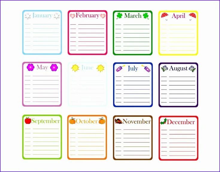 График дней рождений сотрудников образец excel Pin by Fantasy Tina on Planners Family birthday calendar, Birthday calendar, Exc