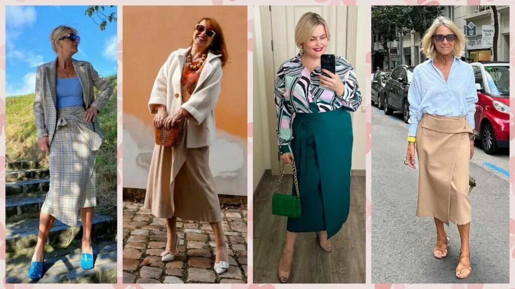 модные юбки для женщин за 50. стильная одежда для женщин после 50. одежда для женщин 50+. женщины в юбках. модели юбок для женщин.