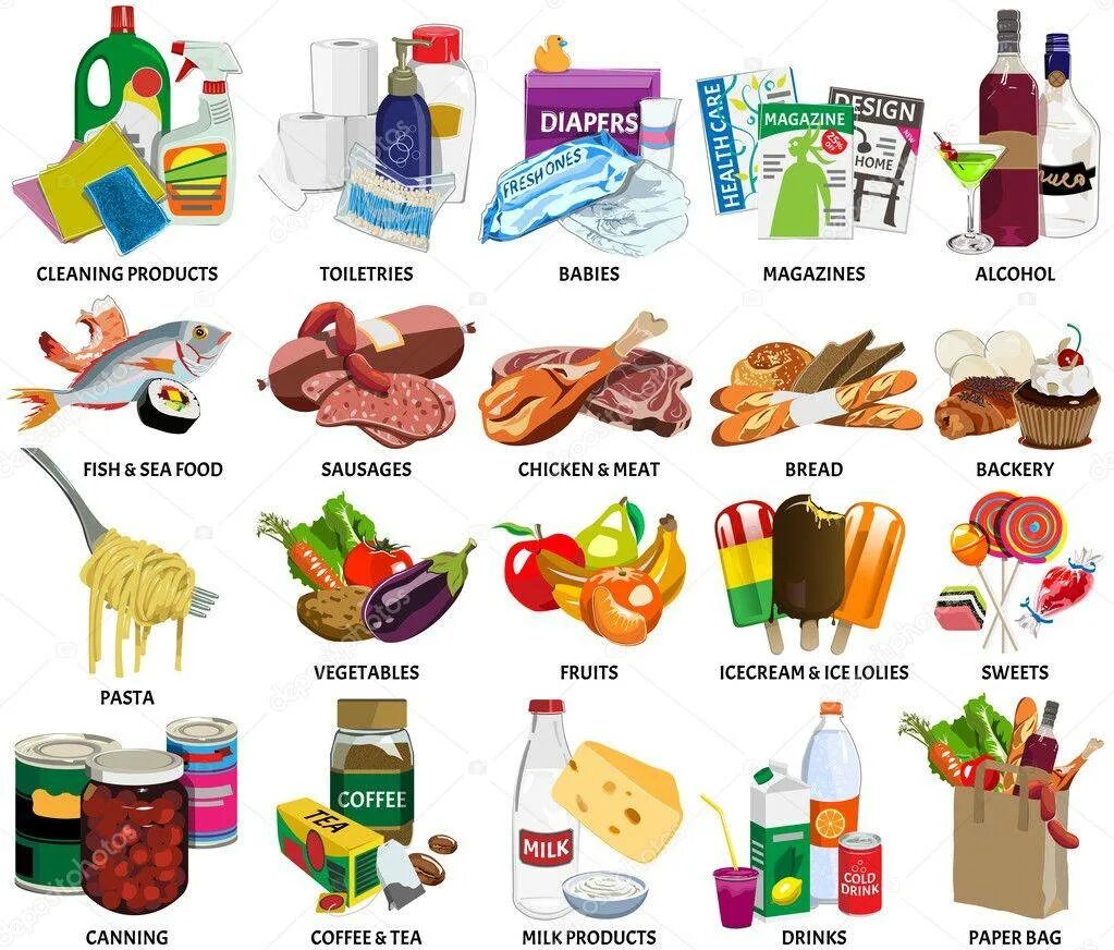 Как называются разные продукты. Картинки для детей магазин продукты. магазин продуктов картинки. магазин продуктов картинка для детей. набор картинок продукты.