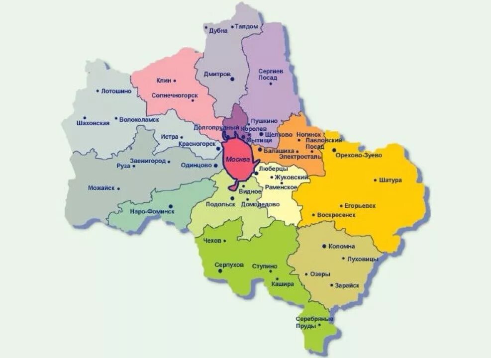 Карта поселков московской области