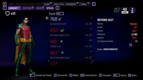 Руководство по снаряжению и модификаторам в Gotham Knights