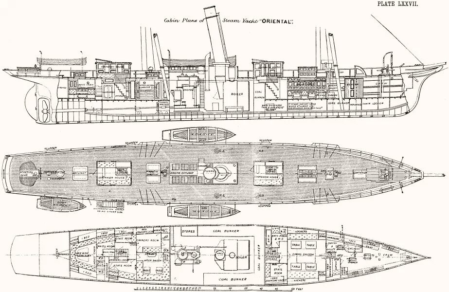 Full plans. Steam Yacht. Yacht CAD. Elco 80-ft со всех сторон чертеж. Яхта тис.