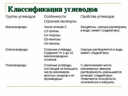 Строение углеводов биология кратко