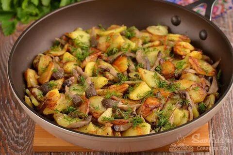 Жареная картошка с сухими грибами