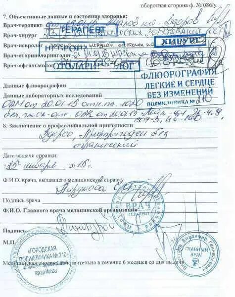 Прохождение медкомиссии для поступления. Медсправка для поступления в вуз форма 086.