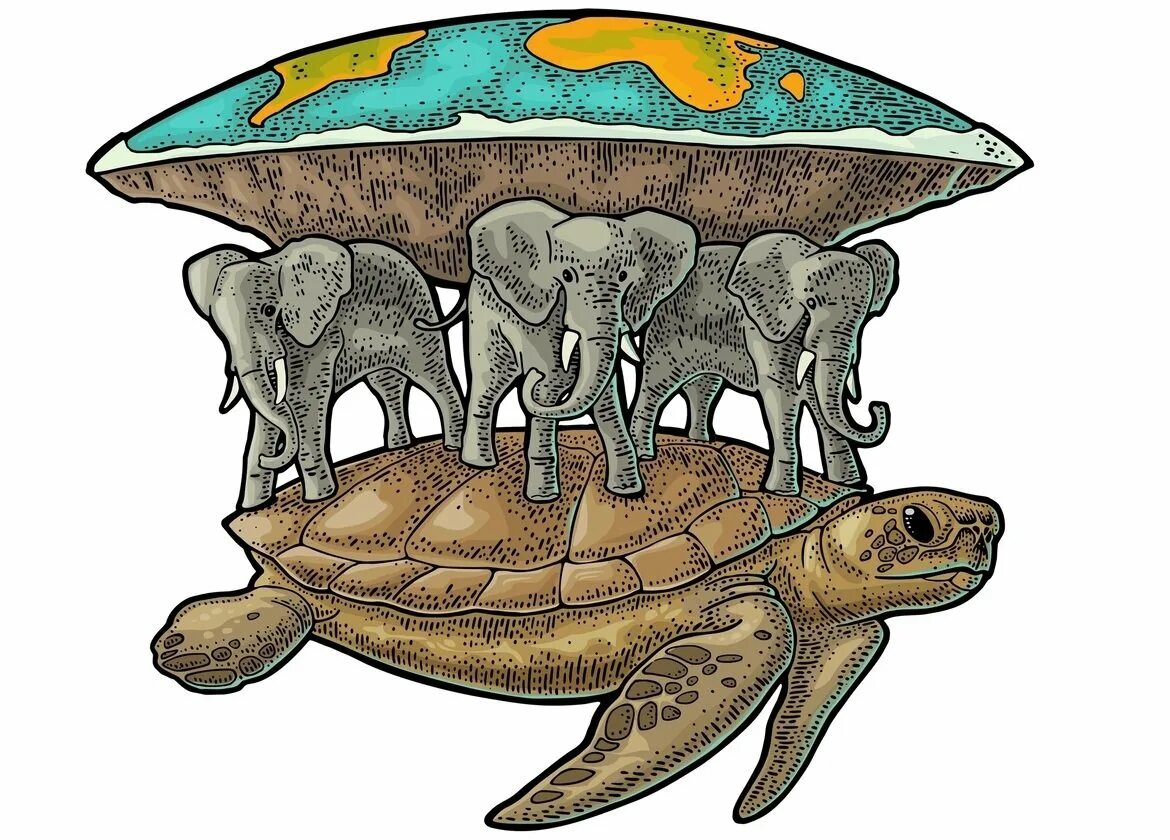 Черепаха три слона плоская земля. Слон черепаха кит земля. Плоская земля на трех слонах и черепахе и китах. Земля плоская и держится на трех слонах. 3 слона на черепахе
