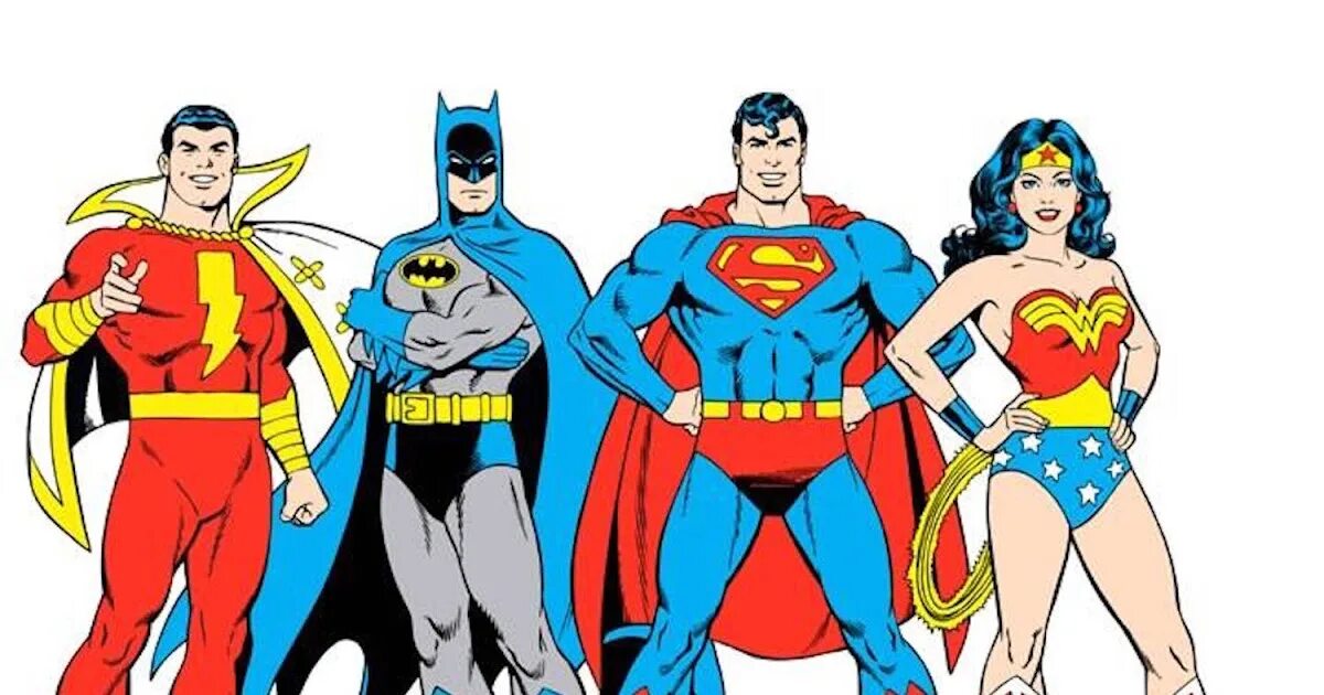Am super heroes. Шазам Бэтмен Супермен. Лига справедливости DC Comics. Комиксы Супергерои. Картинки супергероев.