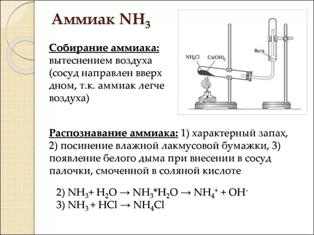 Метод сбора аммиака. Способы обнаружения аммиака. Аммиак nh4. Как собрать газообразный аммиак. Вытеснением воды нельзя собирать