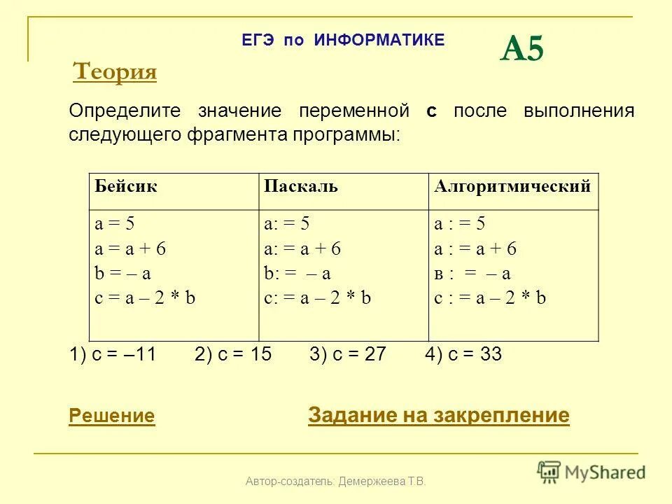 Определите значение переменной z после выполнения. Определите значение переменной z после выполнения