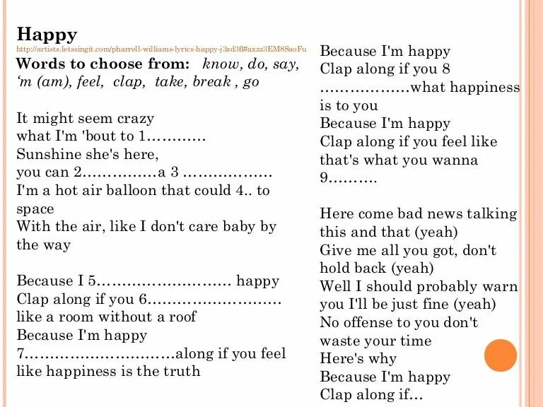 Happy Pharrell Williams текст. Текст песни Happy. Текст песни because i'm Happy. Pharrell Williams Happy Worksheets.