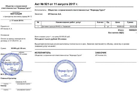 Оказание услуг какие документы оформляются