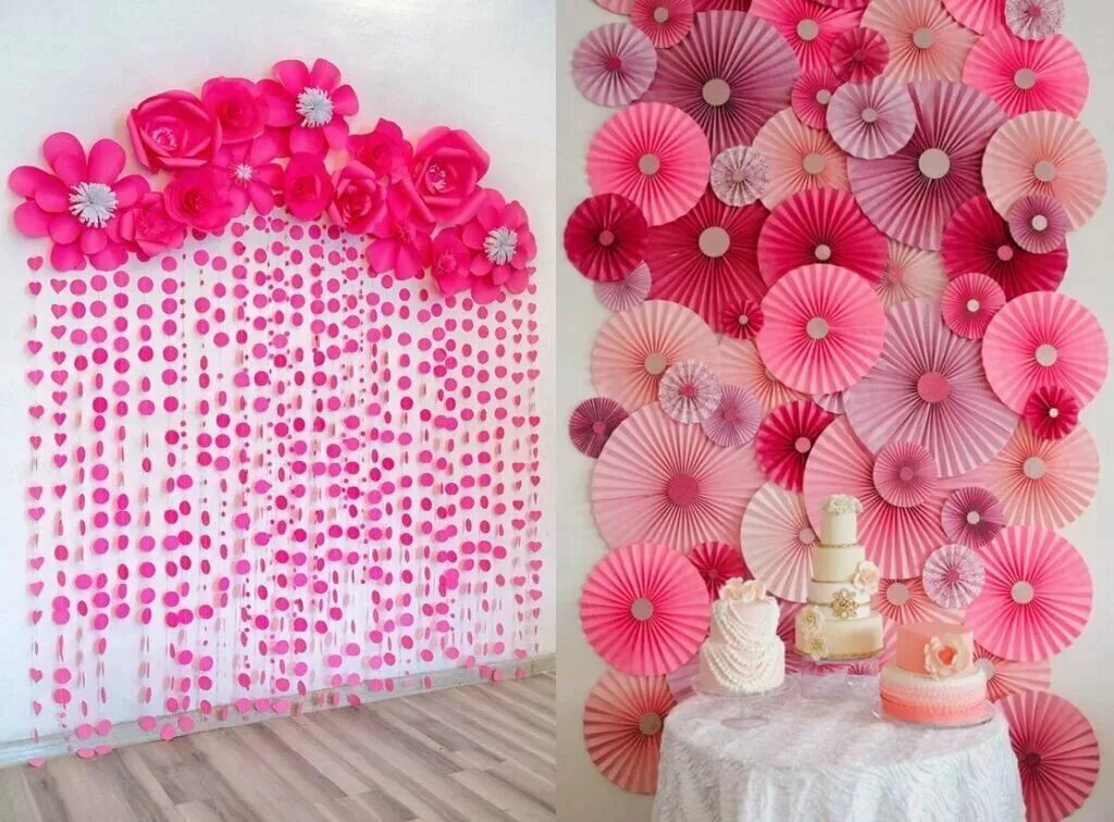 Украшения на день рождения. Бумажный декор стен. Фотозона для детей. Стена из бумажных цветов.