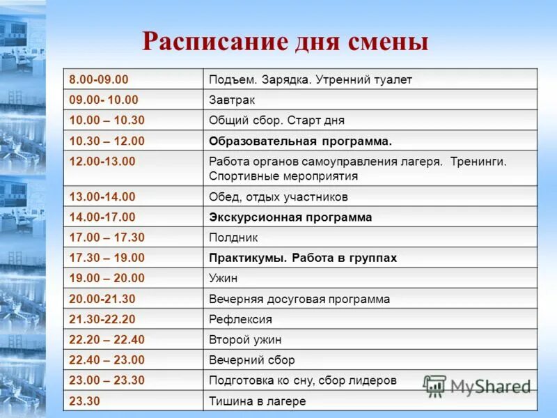Шаблон посменного графика работы