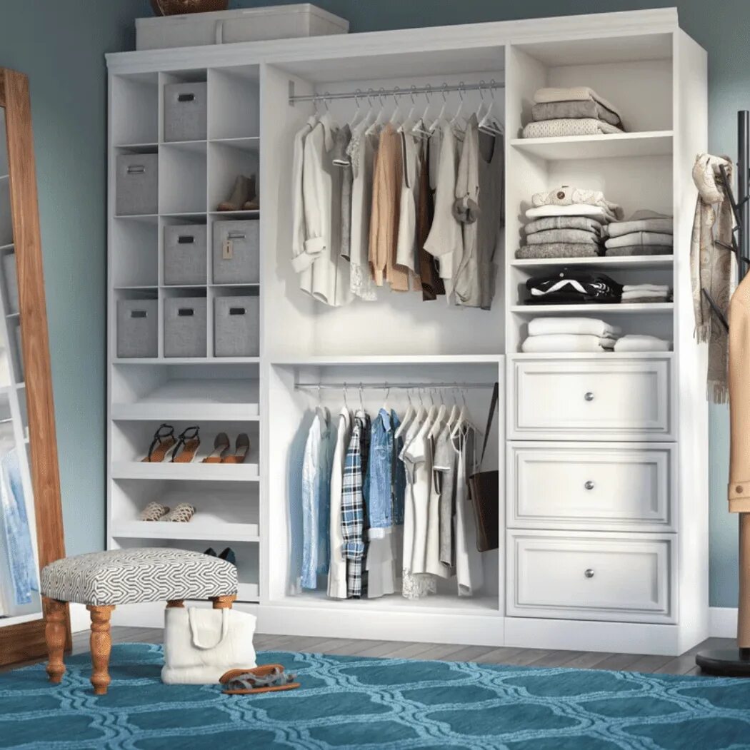 Next to the wardrobe