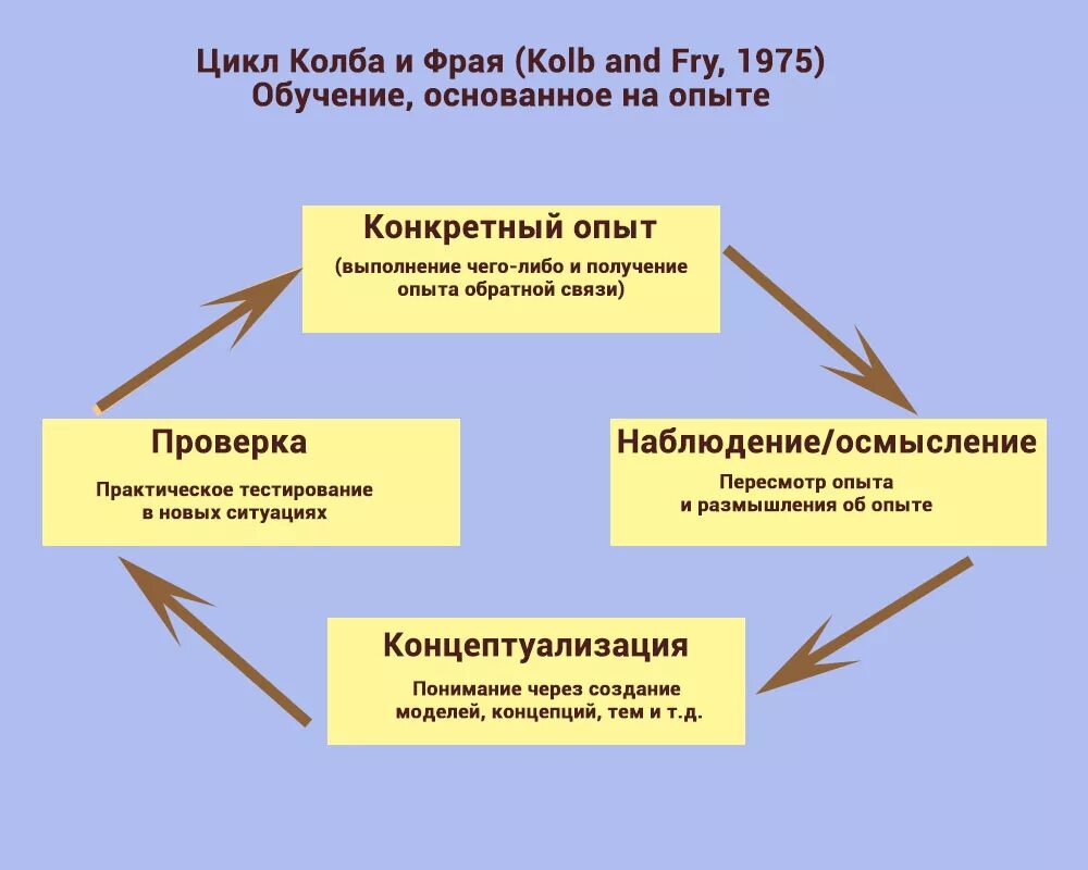 Дэвид колб цикл обучения. Цикл обучения колба. Модель колба в обучении этапы. Цикл обучения колба этапы. Цикл тренинга