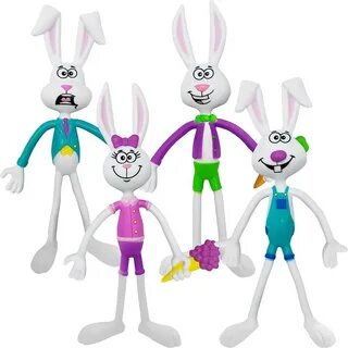 ArtCreativity Bendable Bunny Figurines, Set of 8, Fidget Toys with 4 Colorf...