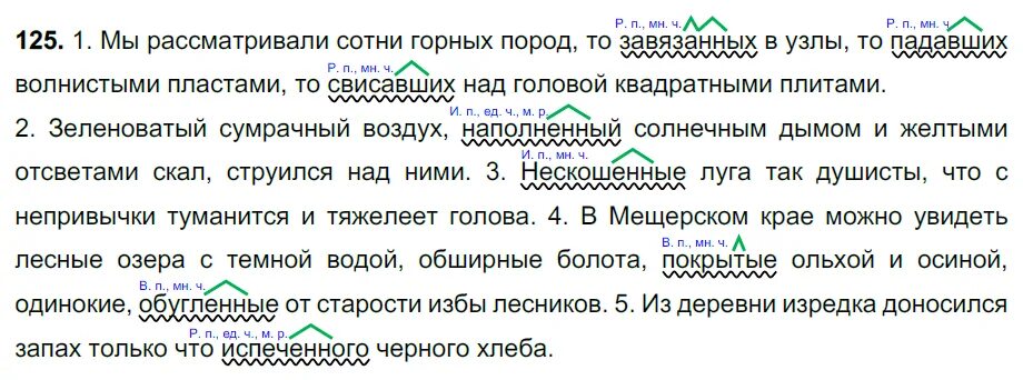 Мы рассматривали сотни горных пород то завязанных. Мы рассматривали сотни горных пород то завязанных в узлы. ладыженская 125 упражнение. русский язык 7 класс ладыженская упражнение 125. спишите расставляя пропущенные запятые подчеркните причастия.