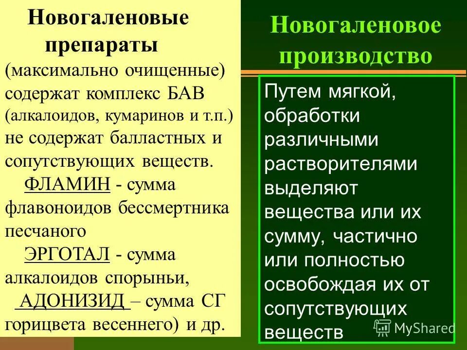 Новогаленовым препаратам